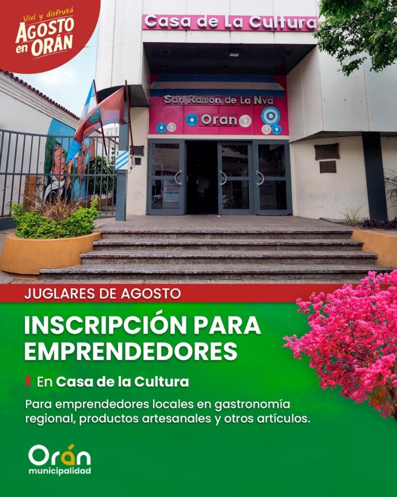 JUGLARES: SI SOS EMPRENDEDOR, INSCRIBITE EN CASA DE LA CULTURA